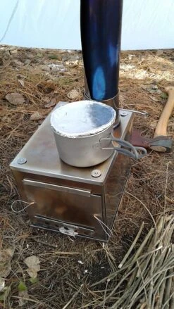 Seek Outside Medium Titanium Wood Stove & Stovepipe -Firesettle Camp Shop 20171111 123851