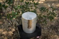 Primus Essential Trail Kit -Firesettle Camp Shop stove on top of protective bag top view